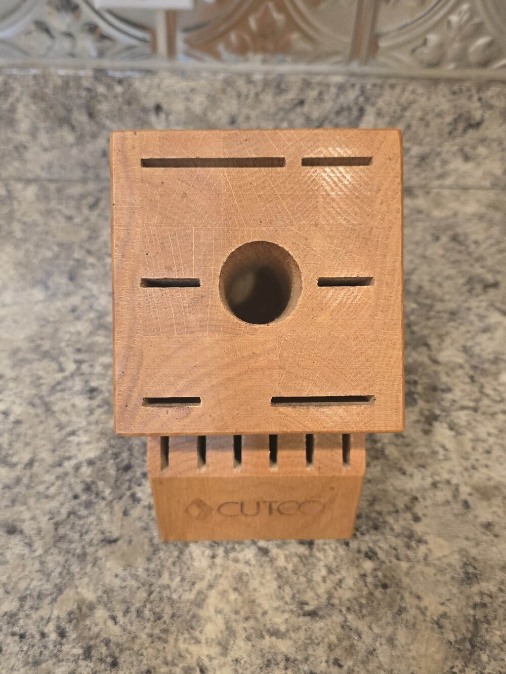 CUTCO Oak Wooden Knife Block 13 Slot Solid Honey Oak - Made in USA